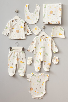 Bebitof Sevimli Zürafa Desenli %100 Pamuk 10 Parça Kutulu 0-3 AY Hastane Çıkı...