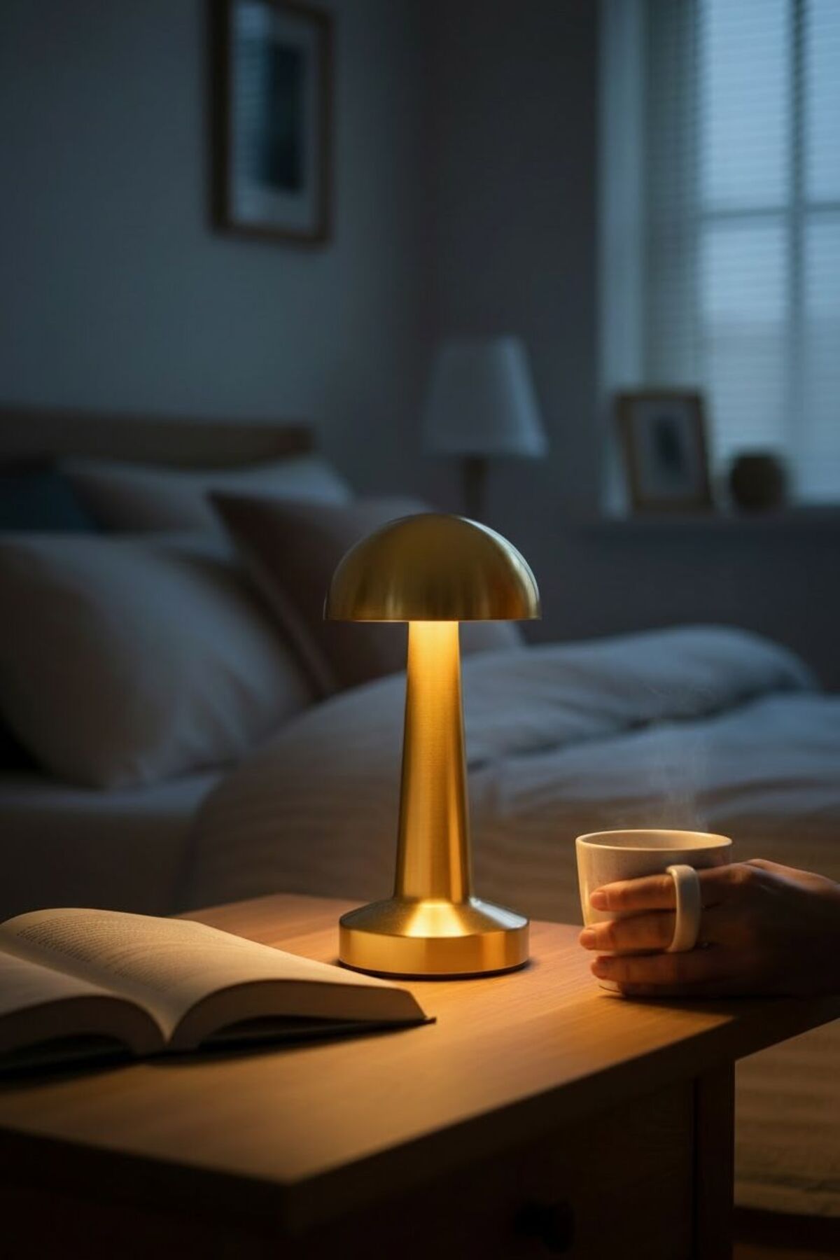 Kablosuz Mantar LED Masa Lambası | 3 Işık Modlu Dekoratif Gece Lambası