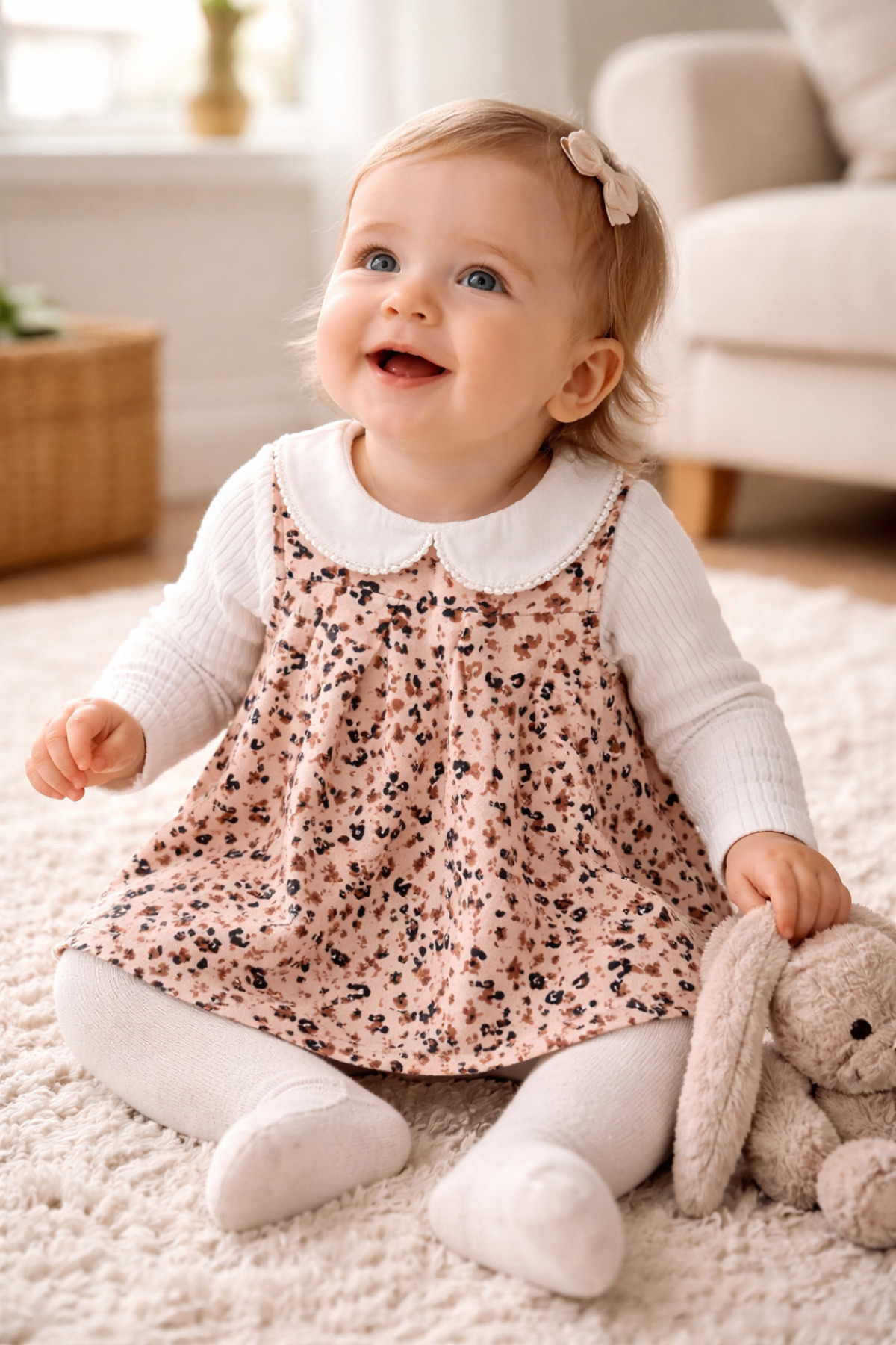 Uğur bebe Yumuşacık Leopar Desenli Jile Elbise & Bebe Yaka Fitilli Body Kombin %95 Pamuk Bayramlık Kız Çocuk fotoğrafı 2 (önizleme)
