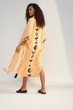 Marronist Camellia Peach Uzun Kimono