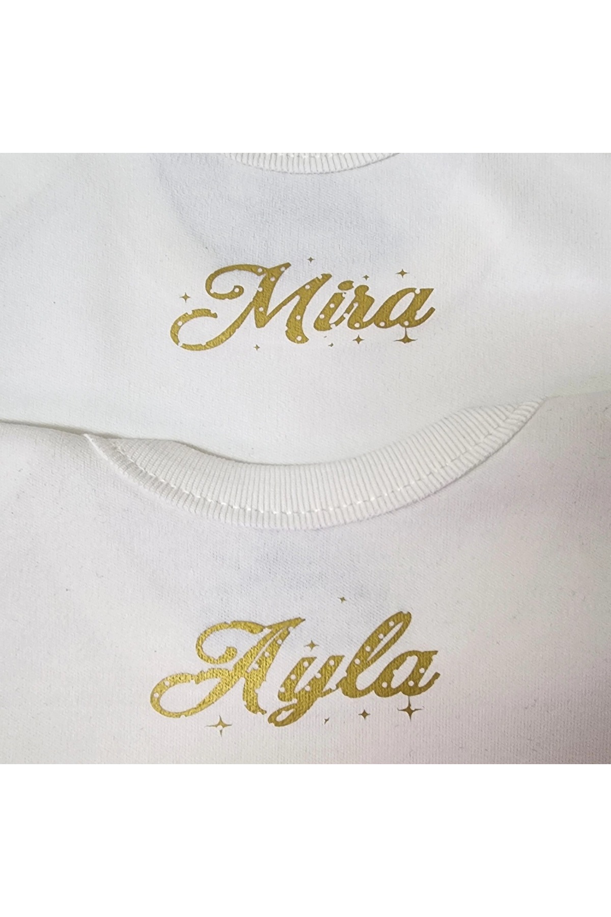 Baby&Baby Tw-İn Gold İsim Baskılı Pamuklu Unisex Çıtçıtlı Ikiz Bebek Body Zıbın fotoğrafı 2 (önizleme)