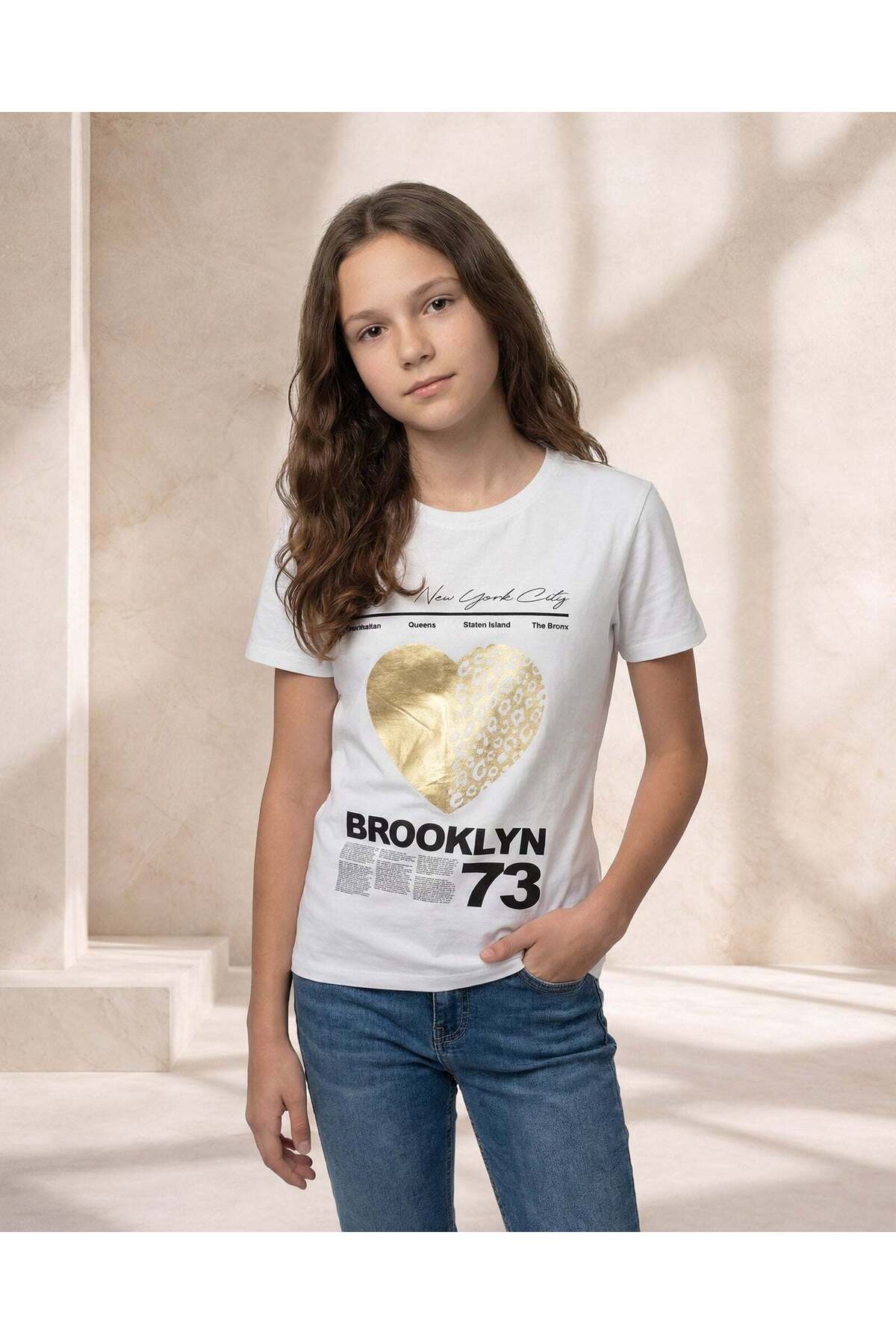 REDTAG Senior Girls White Graphic T Shirt