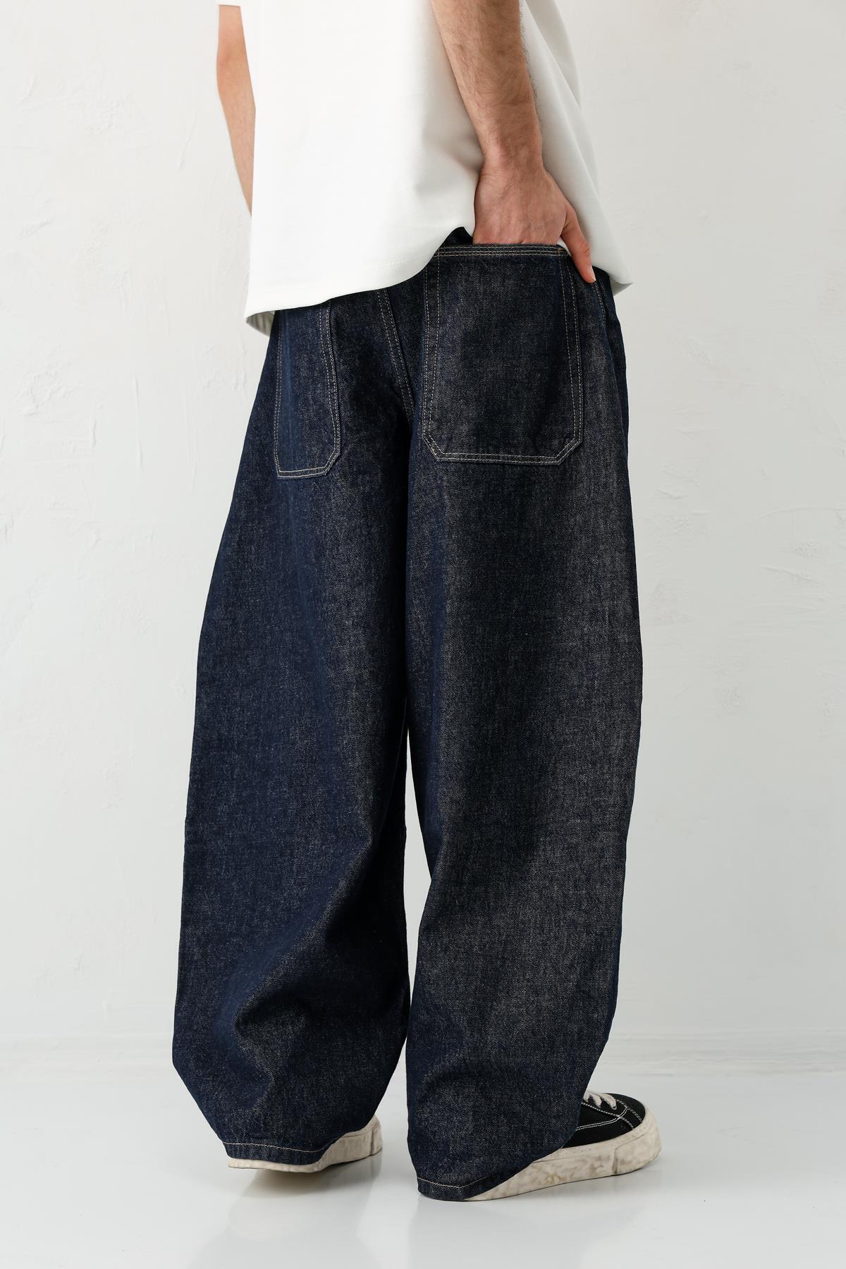 VAMOSCLO Barrel Fit Jeans Lacivert görsel 6