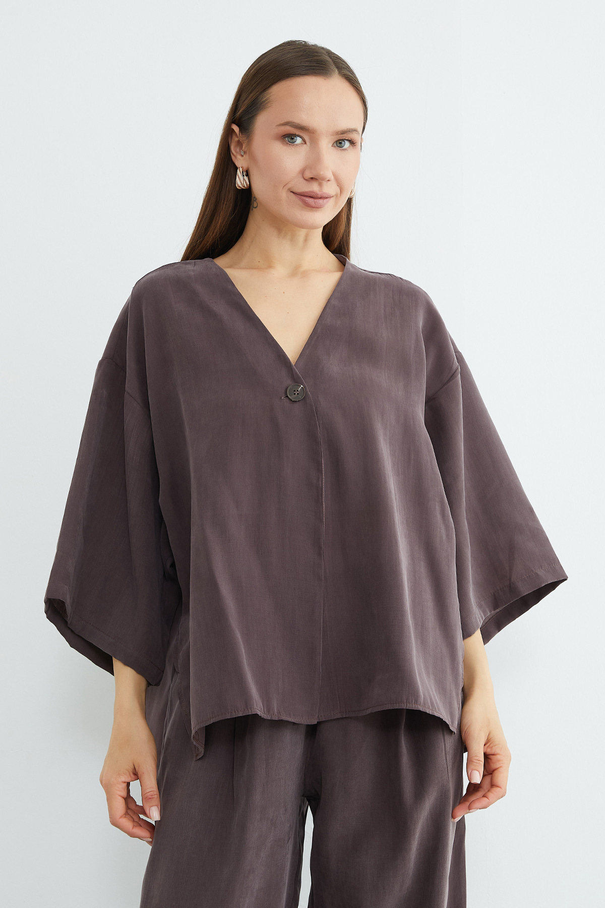 Fullamoda  Tek Düğmeli Tencel Kumaş Oversize Ceket - Görsel 2