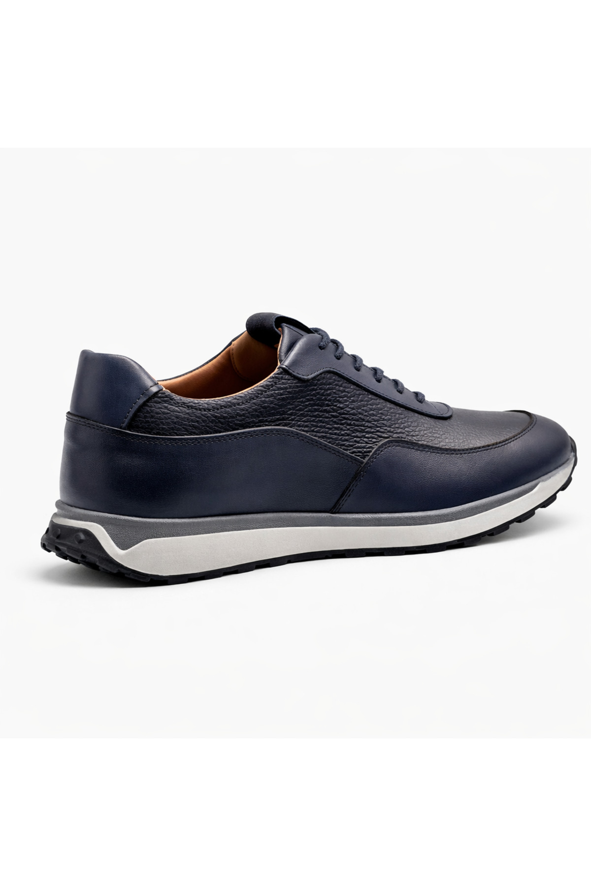 BESS SHOES Hakiki Deri Lacivert Erkek Casual Ayakkabı, Ortopedik, Ultra Rahat, Kaymaz Taban, Günlük Sneaker görsel 5