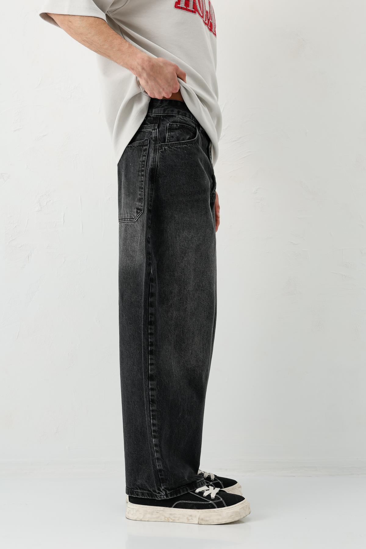 VAMOSCLO Barrel Fit Jeans Füme görsel 3