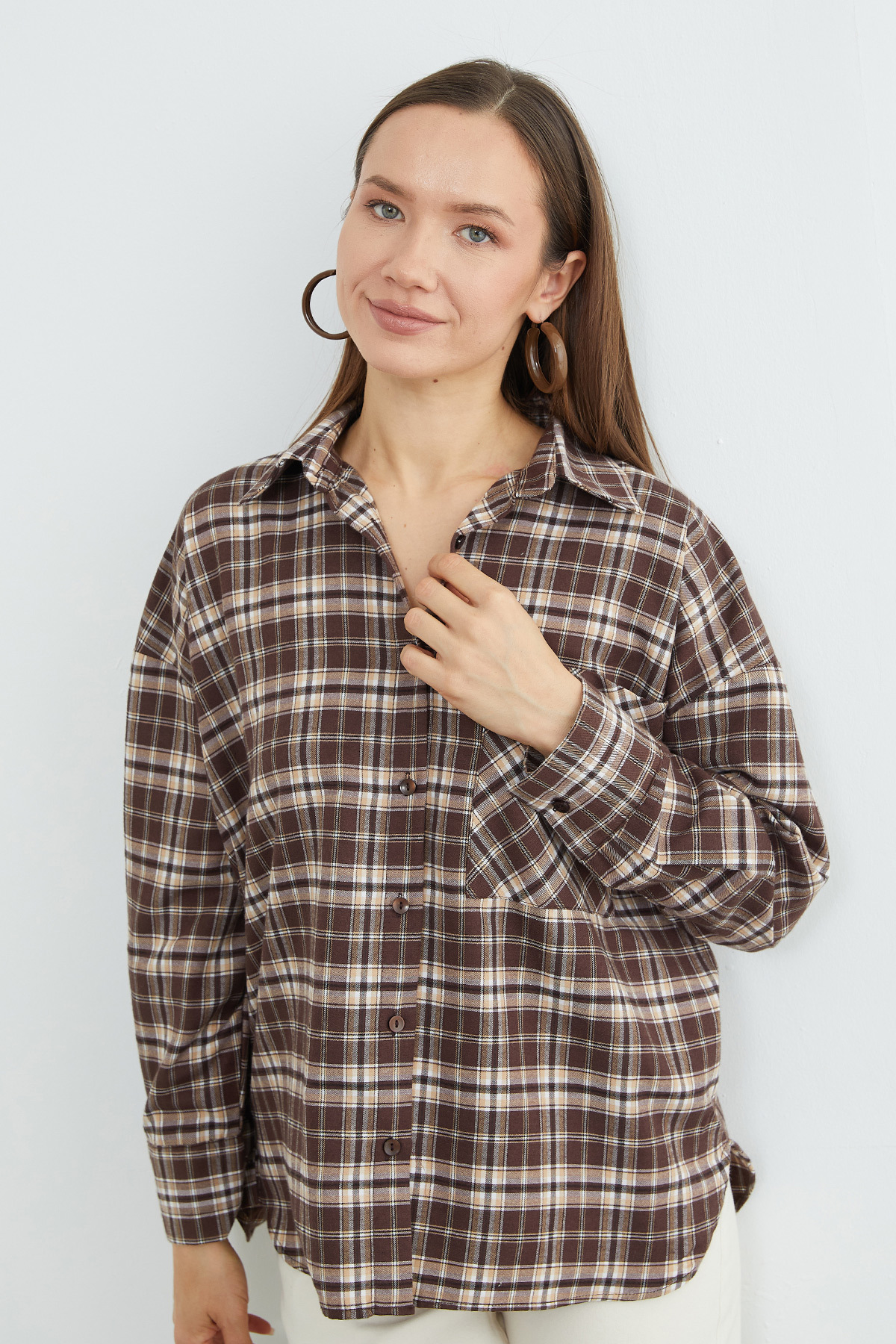 Fullamoda  Ekose Desenli Tek Cepli Salaş Gömlek - Görsel 7