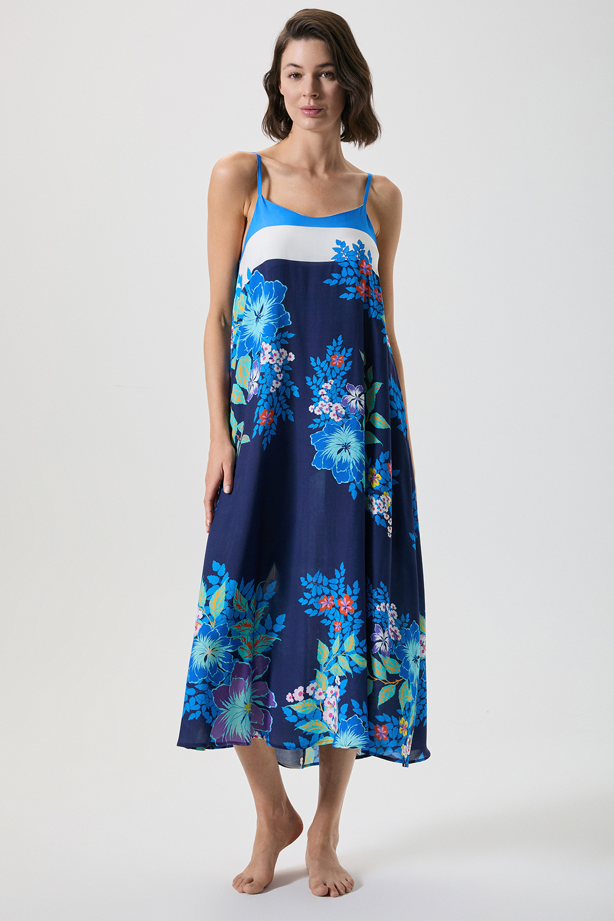 Penye Mood Floral Patterned A-Line Midi Dress