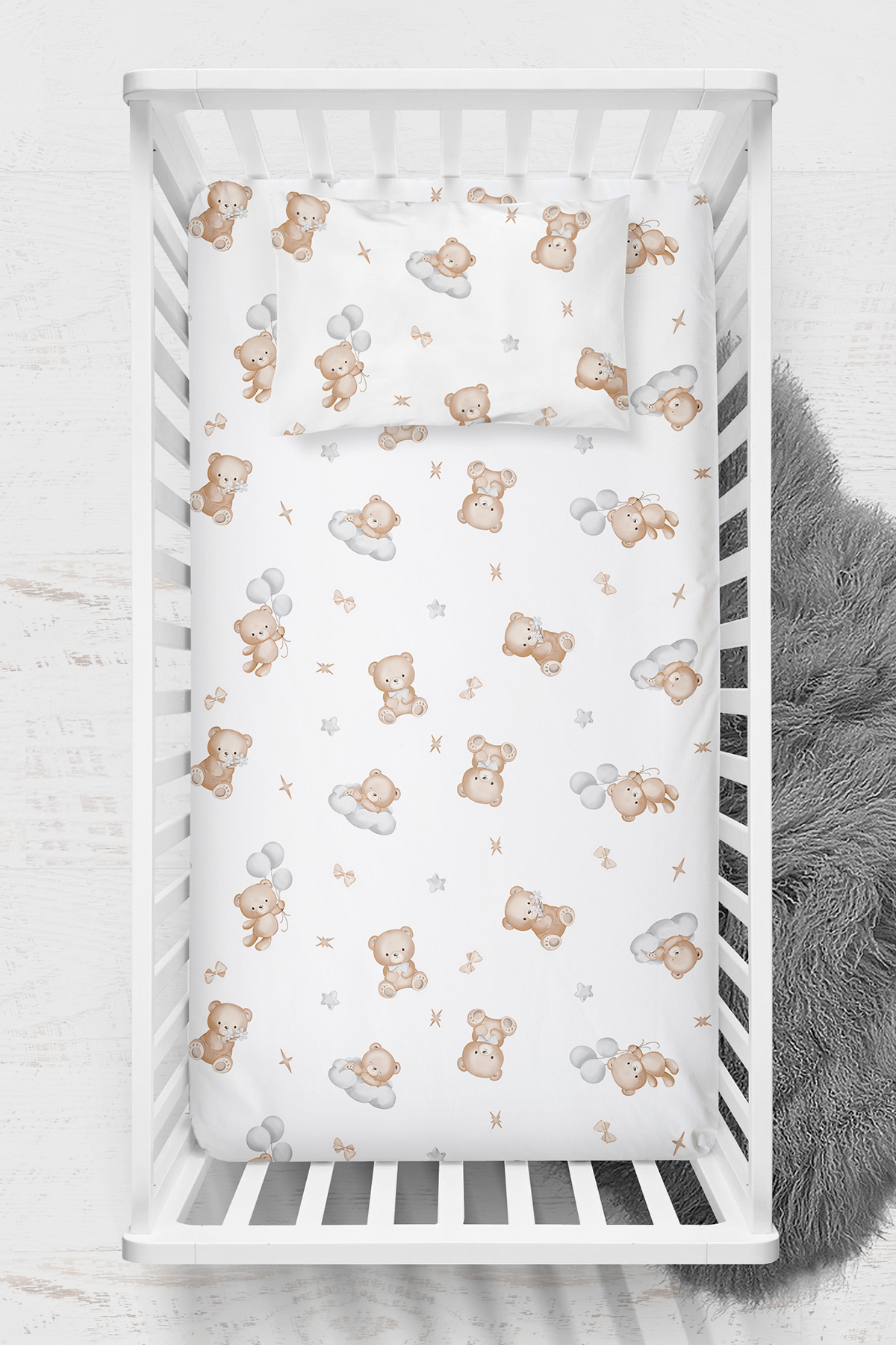 100% Cotton Ranforce Flat Sheet Set - Teddy - 100x150+35x45