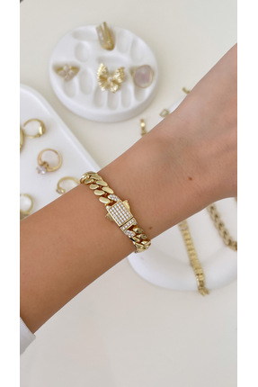 Derya Çelik Takı Xupıng Kilidi Taşlı Gurmet Bileklik