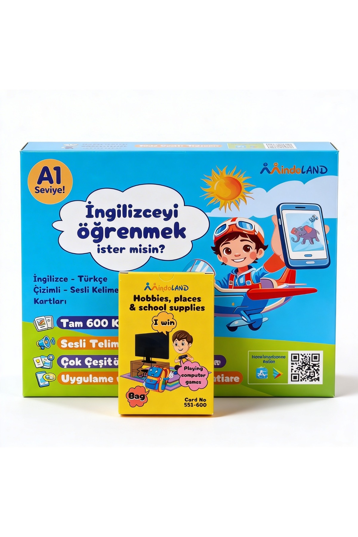 mindoland A1 Hobiler-Yerler ve Okul Eşyaları Serisi ingilizce kelime kartları sesli flash kart fotoğrafı 2 (önizleme)