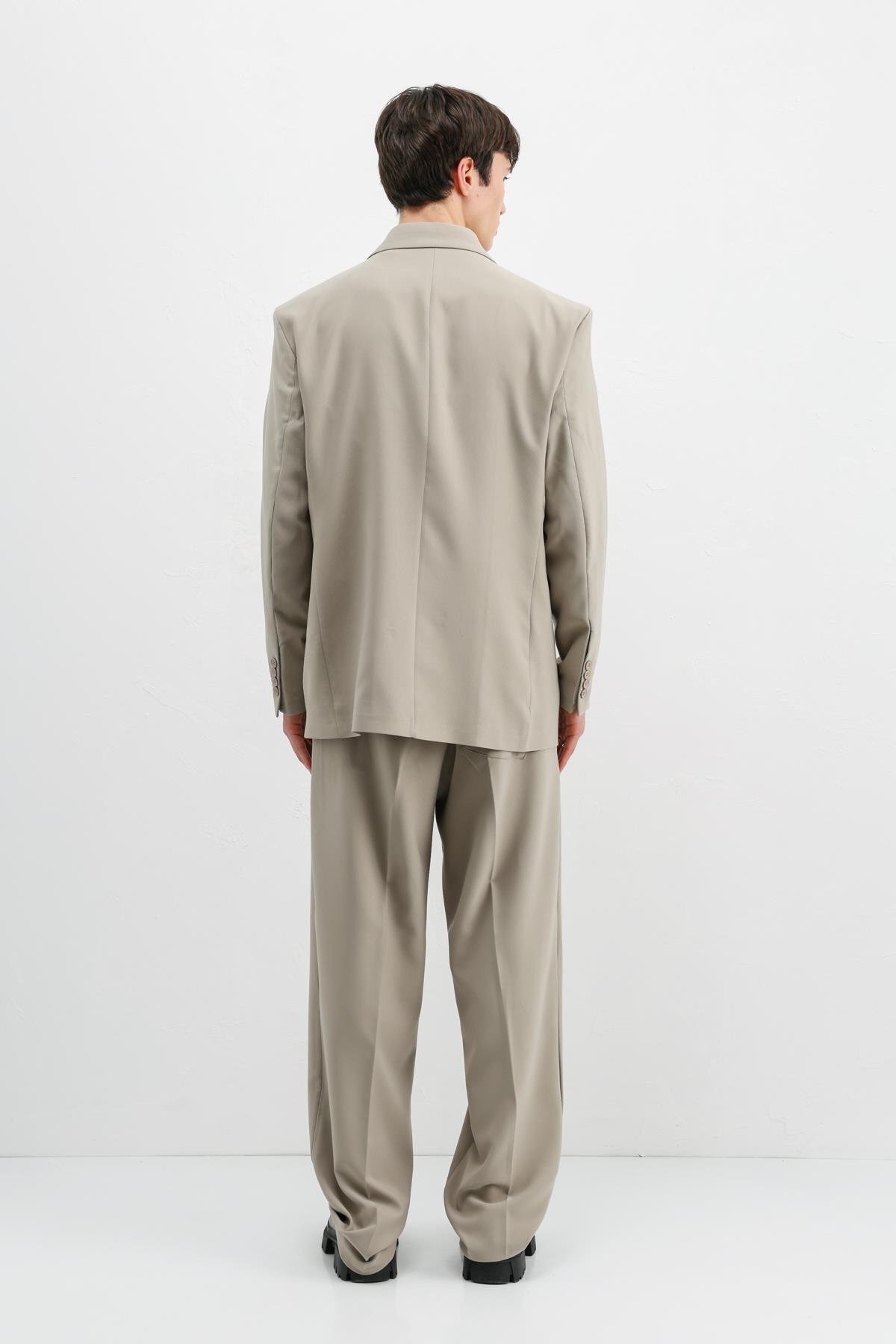 Oversize Kruvaze Takım Elbise Bej — بژ V90-20 — تصویر 7 از 9