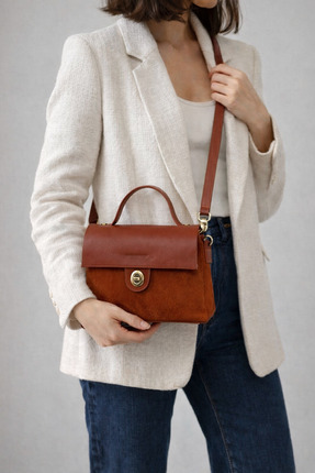 OOYA HAKİKİ DERİ TABA RENK ALAA OMUZ ÇANTASI