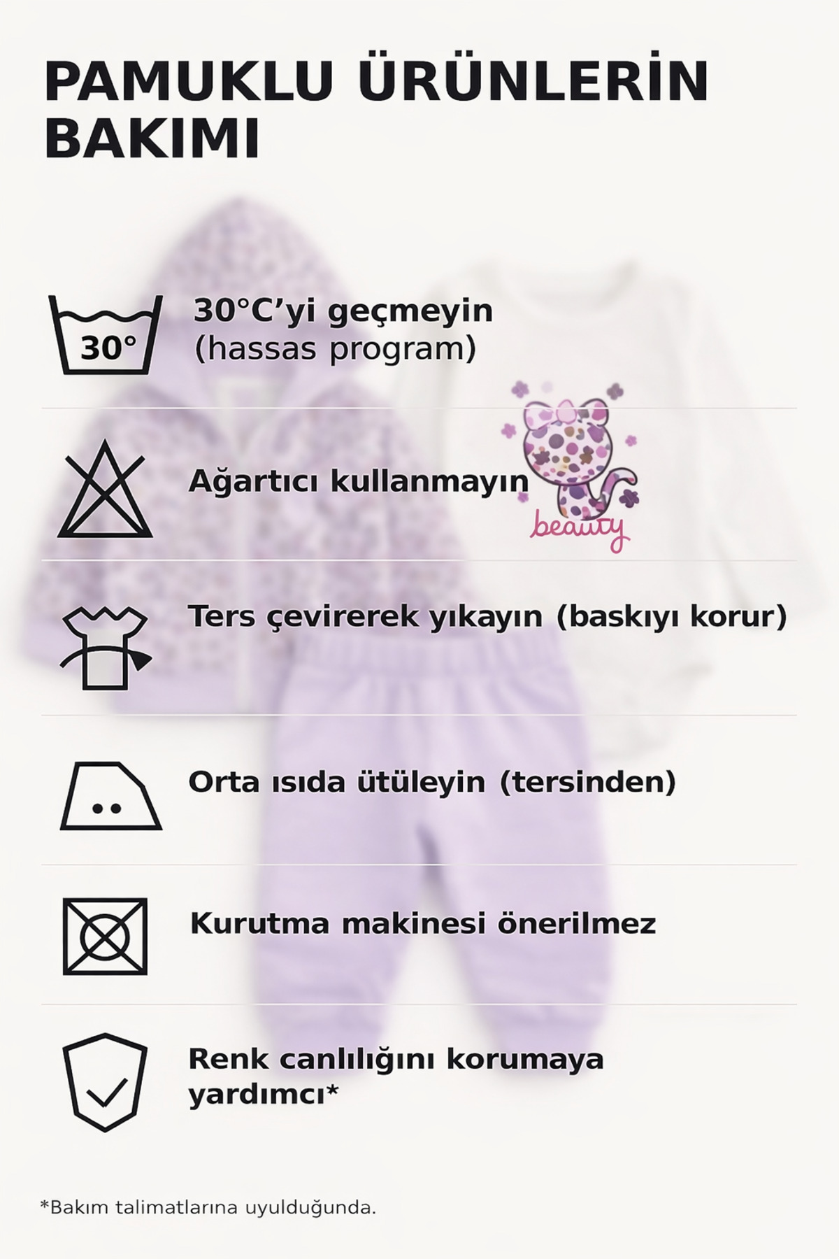 Lika&Nika Yenidoğan Kız Bebek Tulum Takımı %100 Pamuk Yumuşak Nakışlı Kapüşonlu Kedi Mor Leopar Desenli fotoğrafı 7 (önizleme)