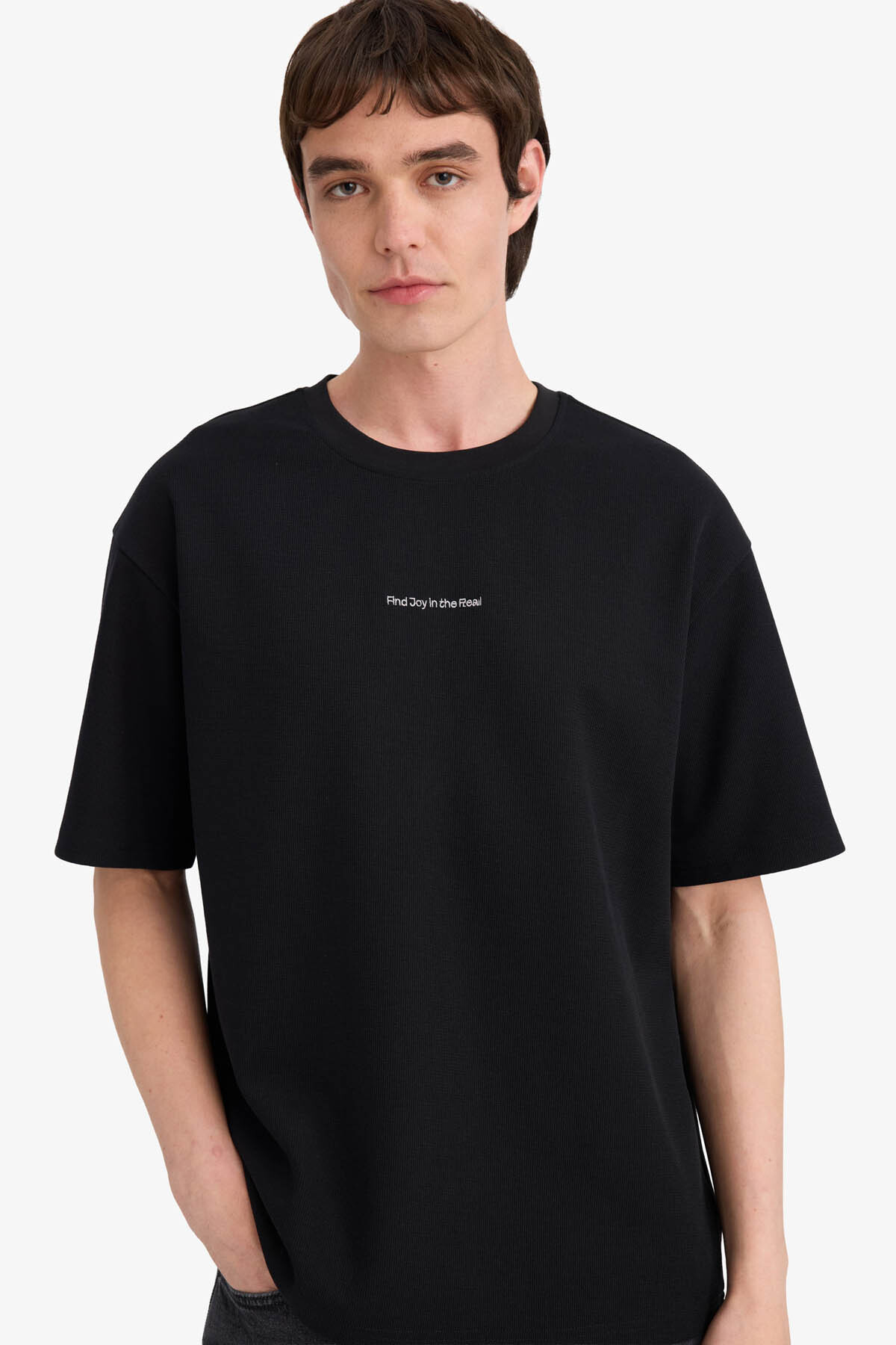 Defacto Printed Black Men's T-Shirt D5871Ax/Bk81
