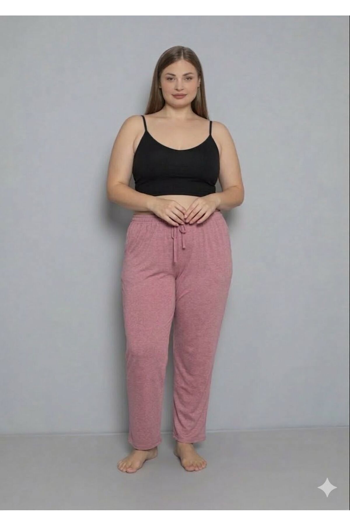 Orly More Büyük Beden Kadın Pamuklu Beli Lastikli İnce Kumaş Cepsiz Pijama Altı görsel 3