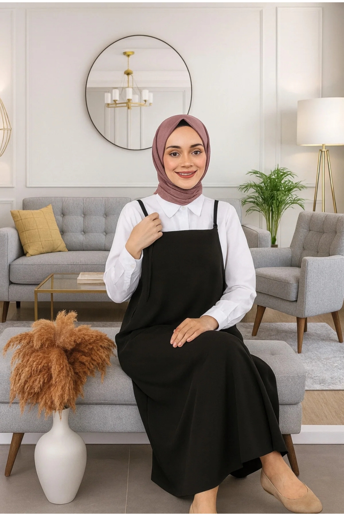 SafaButik Kadın Siyah Ayarlanabilir İp Askılı Jile görsel 4