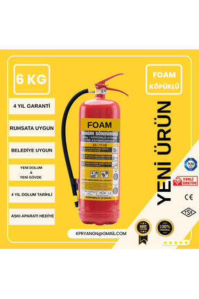 KPR YANGIN & YANGIN SİSTEMLERİ 6KG RUHSATA UYGUN KÖPÜKLÜ YANGIN SÖNDÜRME TÜPÜ...