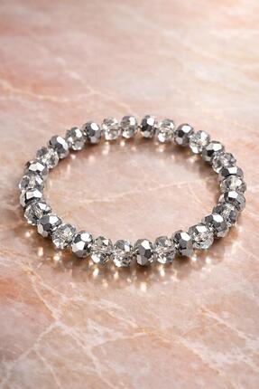 LuneraBag Parlak Beyaz Özel Kristal Taşlı Premium Kadın Bileklik