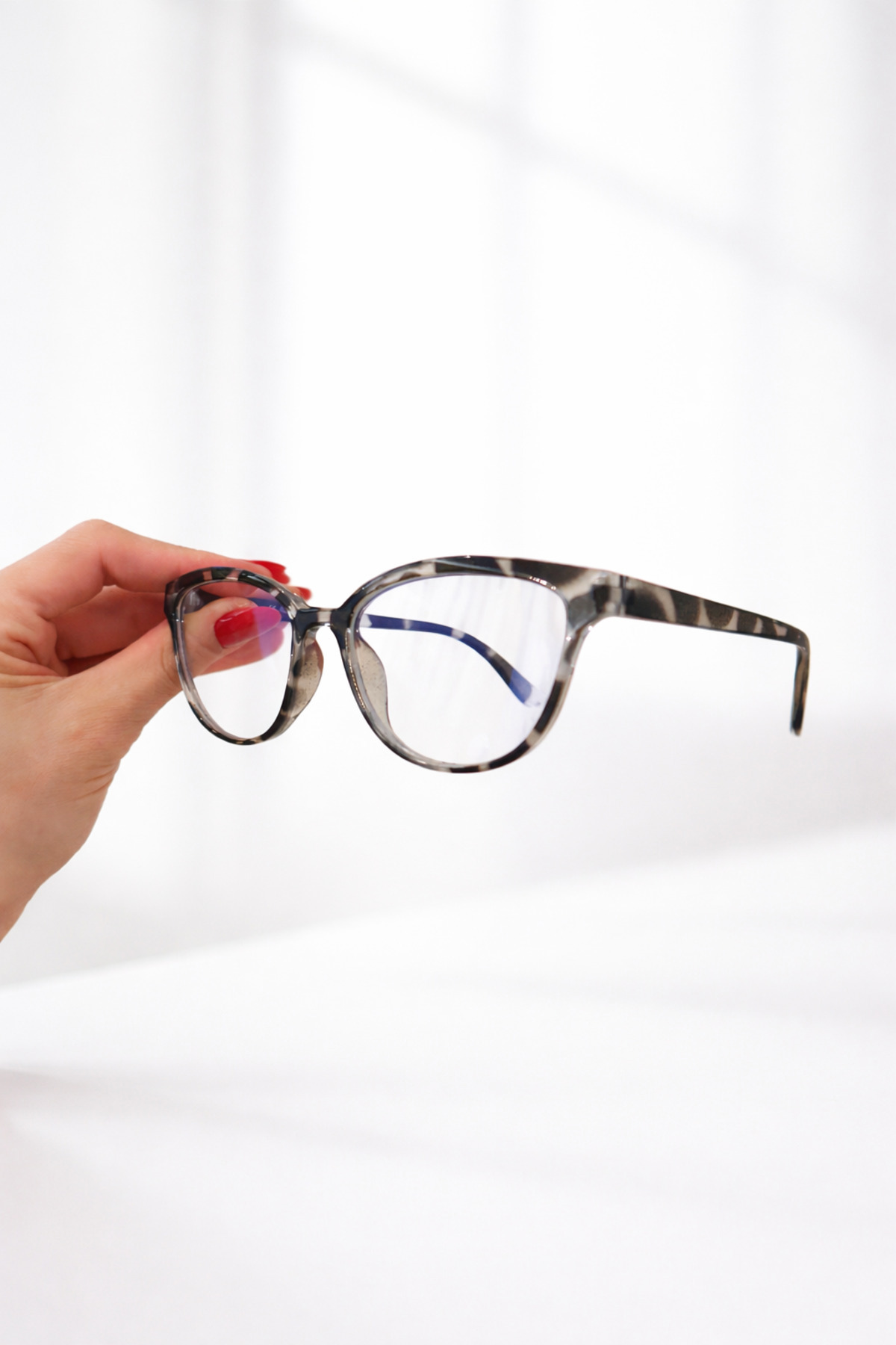 PİYESBOUTİQUE Nila Zebra 51 Ekartman Cat Eye Kemik Şeffaf Kadın Erkek Unisex Mavi Işık Korumalı Ekran Gözlüğü Gözlük görsel 5