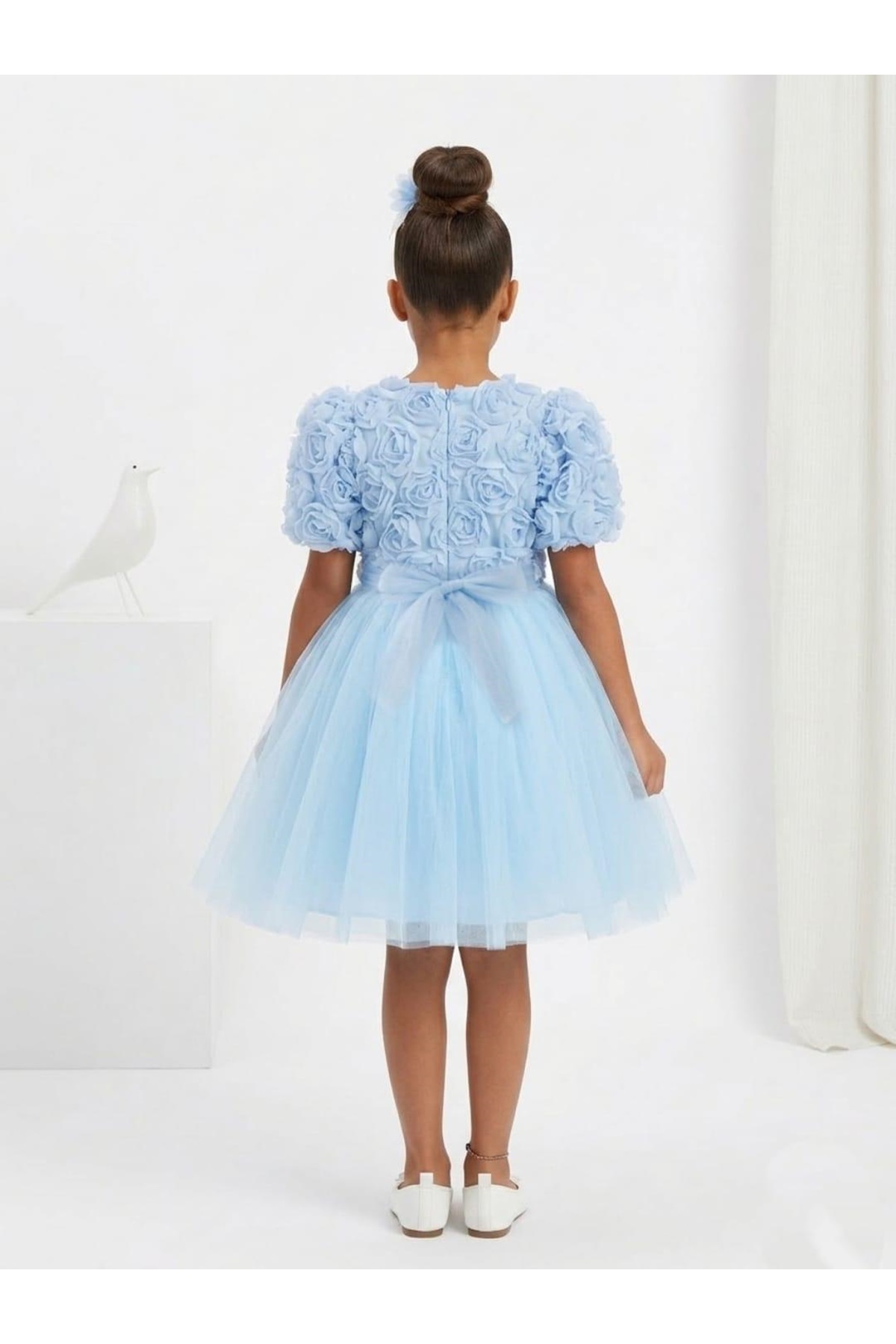 Mnk Baby&Kids Luvia Kısa Kol Kız Tütü Abiye Elbise M00811 MAVİ fotoğrafı 5 (önizleme)