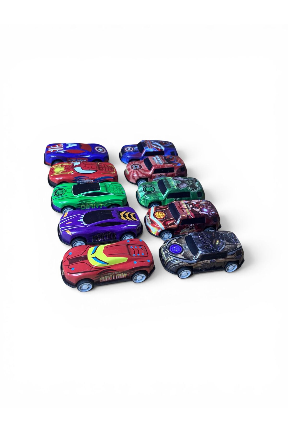 MEGOLA STORE 10’lu Metal Oyuncak Araba Seti Süper Kahraman Serisi – Die Cast Mini Arabalar fotoğrafı 2 (önizleme)