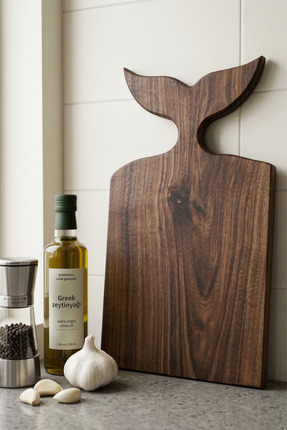 whelka Ceviz Ahşap Kesme Tahtası Balina Kuyruğu Tasarım – Balık ve Deniz Ürün...