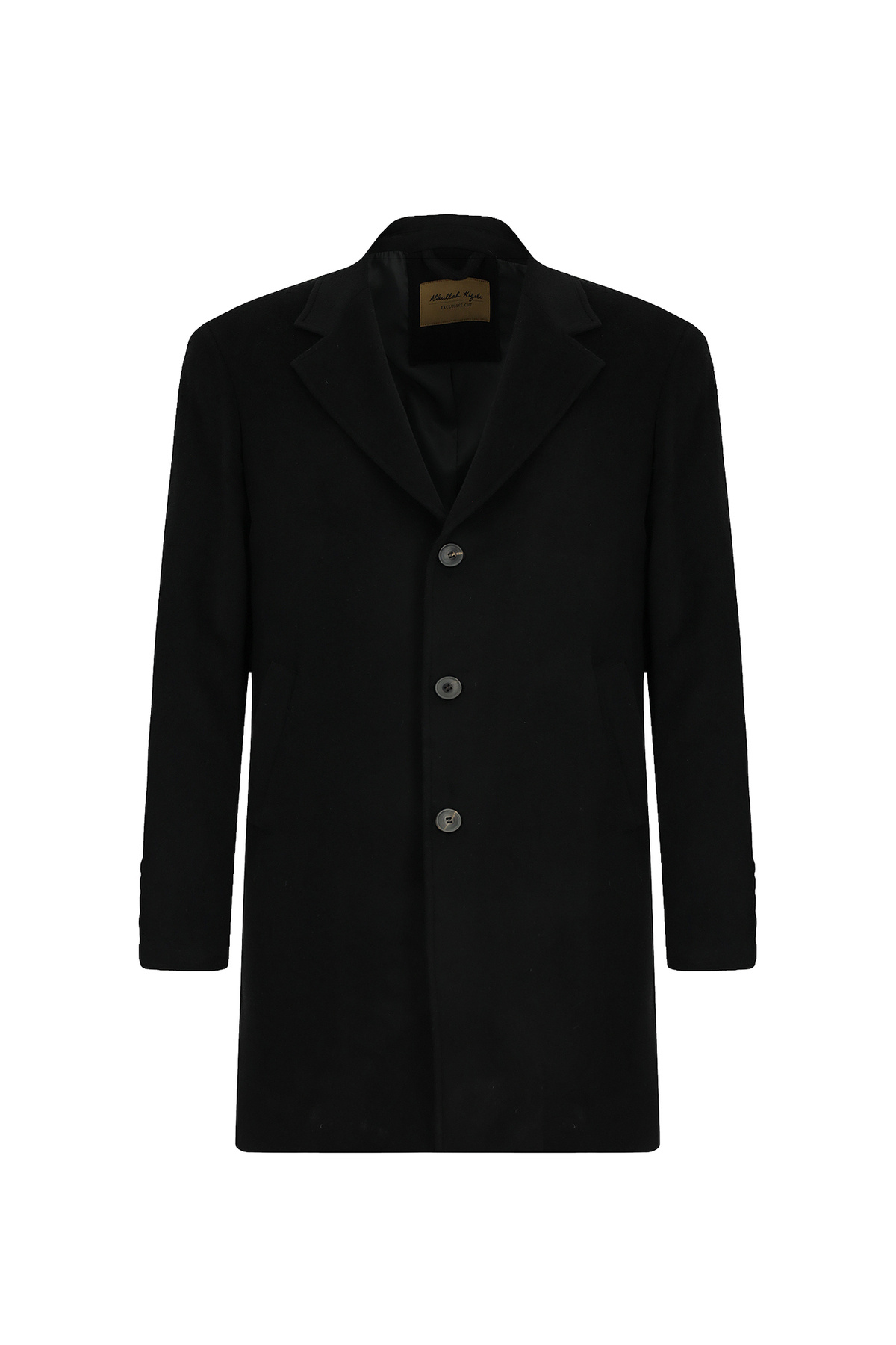 Abdullah Kiğılı  Düğmeli Cepli Yünlü Kaşmir Klasik Palto