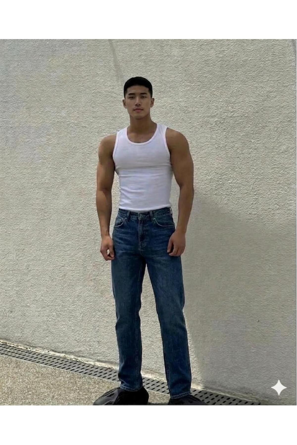 Livik Erkek Halter Yaka Slimfit Fitilli Sporcu Likralı Atlet Siyah ve Beyaz İkili Avantajlı Paket görsel 5