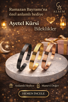 Alsem Ayetel Kürsi Yazılı Çelik Bileklik Gold Rose Siyah , Ramazan Bayramı He...