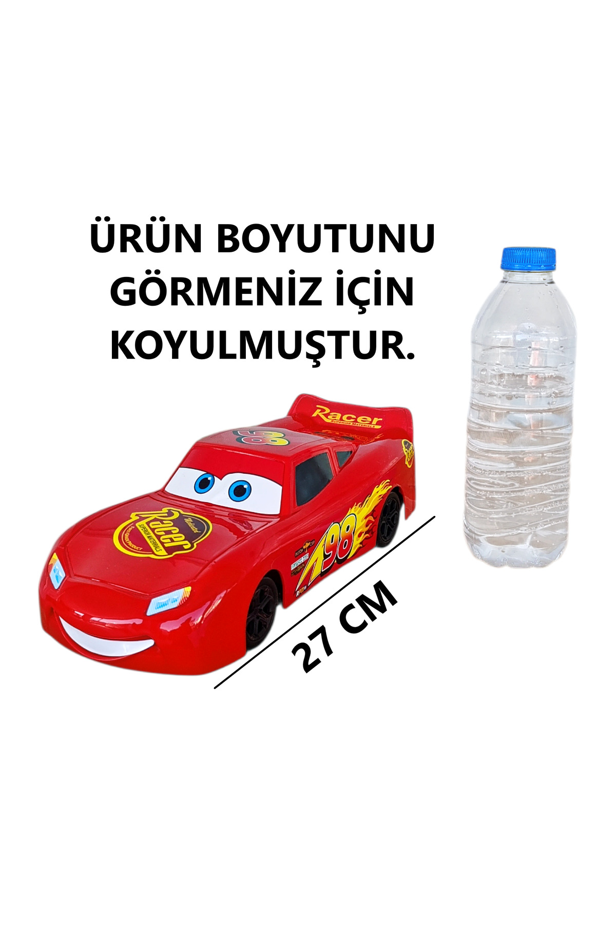 Brother Toys 27 Cm Büyük Boy Sürtmeli Kırılmaz Şimşek Mcqueen Oyuncak Araba Cars fotoğrafı 2 (önizleme)