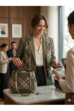 Şadoğlu Tekstil Ekose Desenli Kanvas Kol Çantası - Haki Detaylı Şık ve Günlük...