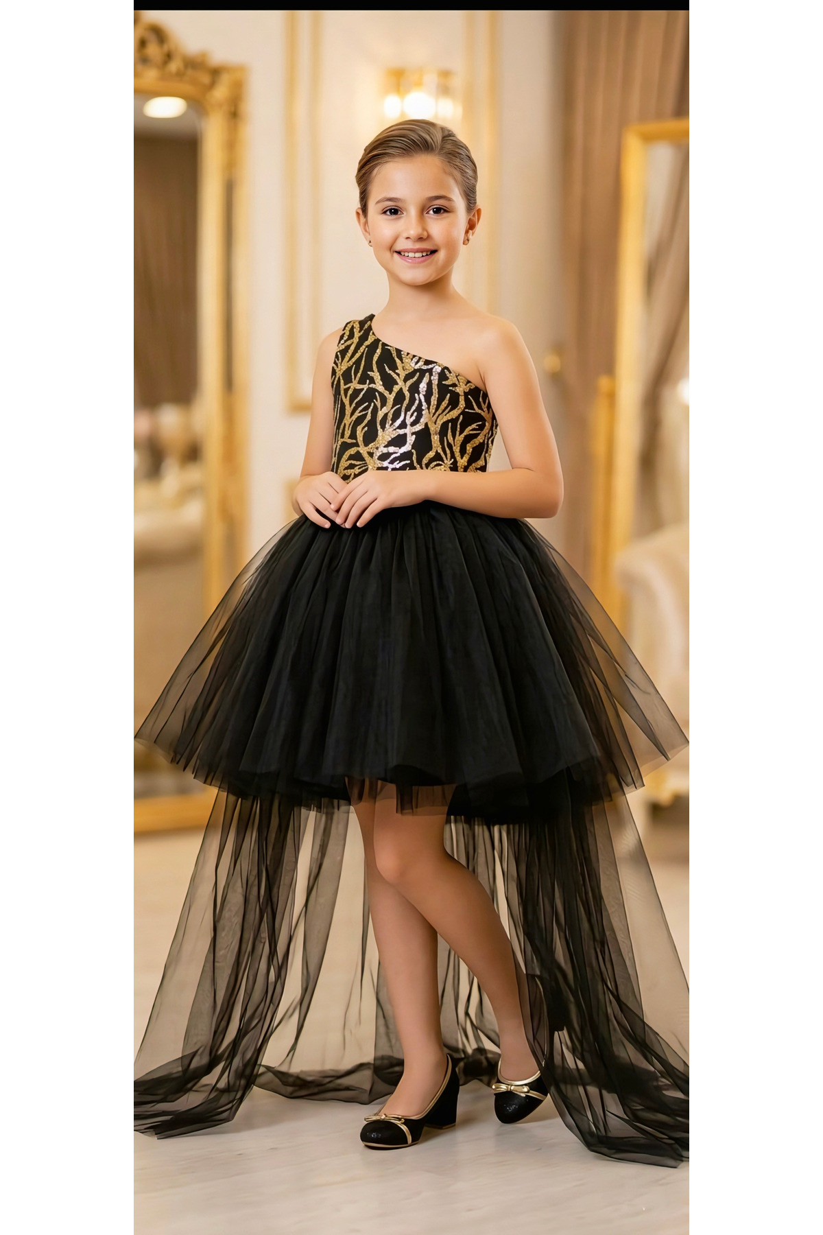 Seplin Fashion çocuk abiye çocuk tül elbise çocuk siyah abiye çocuk doğum günü elbisesi prenses elbise