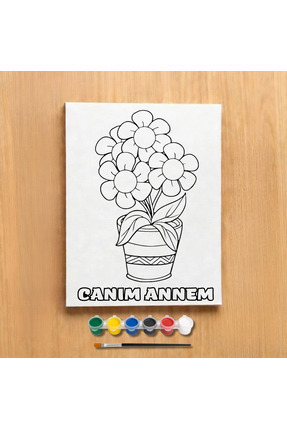 Cemira Anneler Günü Boyanabilir Ahşap Tablo Seti -6'lı Akrilik Boya + Fırça- ...