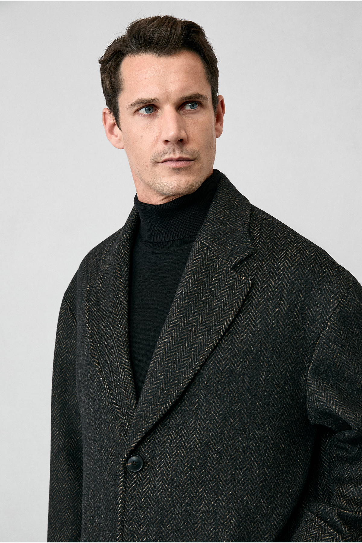 Kiğılı  Oversize Ekstra Rahat Kesim Apoletli Cepli Desenli Yünlü Palto - Görsel 5