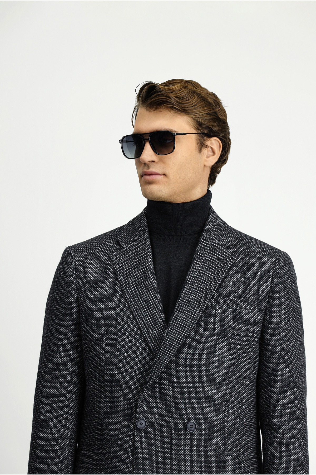 Kiğılı  6 Drop Regular Fit Standart Kesim Desenli Yünlü Kruvaze Ceket - Görsel 4