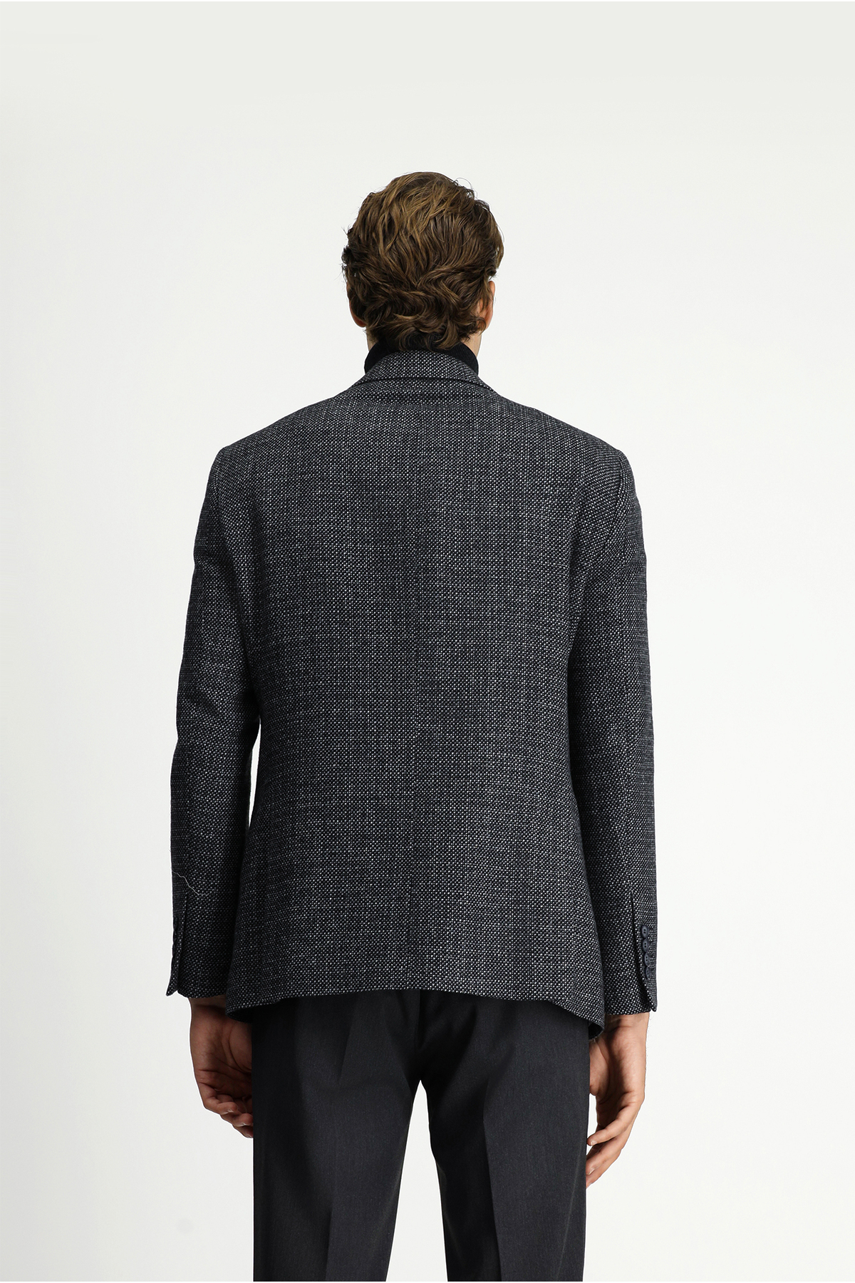 Kiğılı  6 Drop Regular Fit Standart Kesim Desenli Yünlü Kruvaze Ceket - Görsel 6