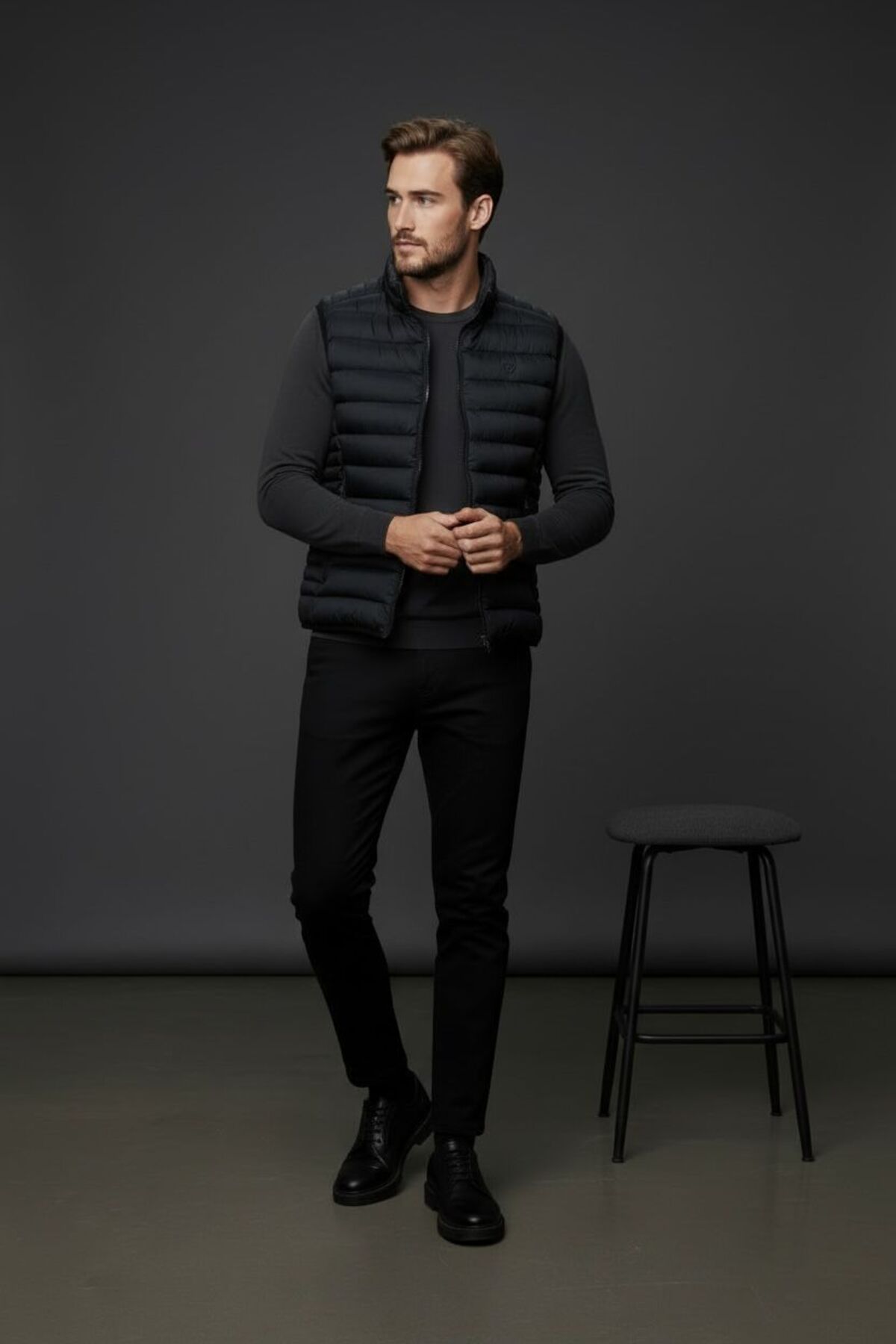 Piyera  Erkek Şişme Yelek Hafif Dolgulu Günlük Spor Kullanım Dik Yaka Fermuarlı Modern Tasarım-w10005 - Görsel 4