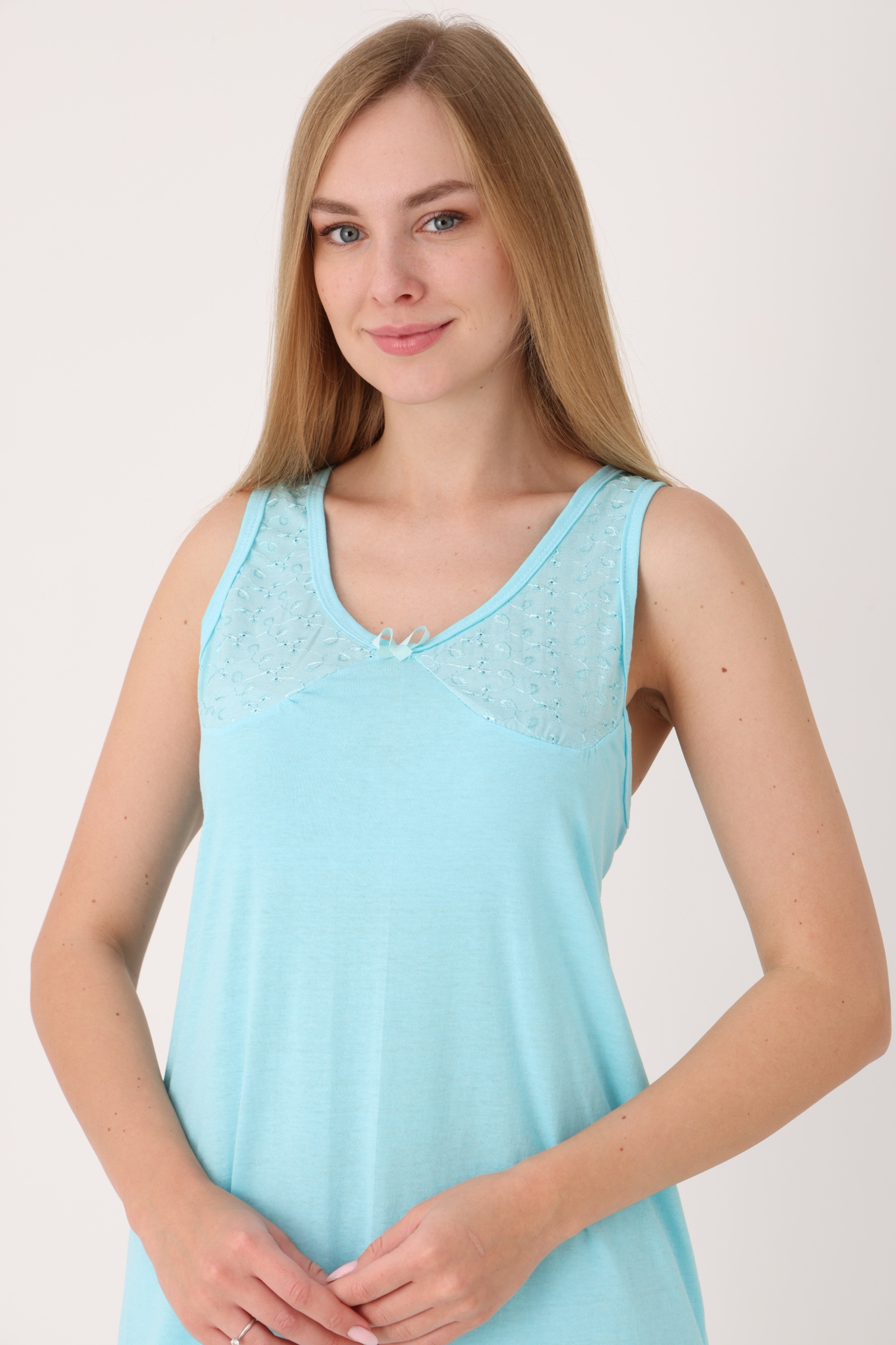 YASAR UNDERWEAR Kadın Uzun,Kolsuz %100 Pamuk Elbise İçliği Kombinezon görsel 2