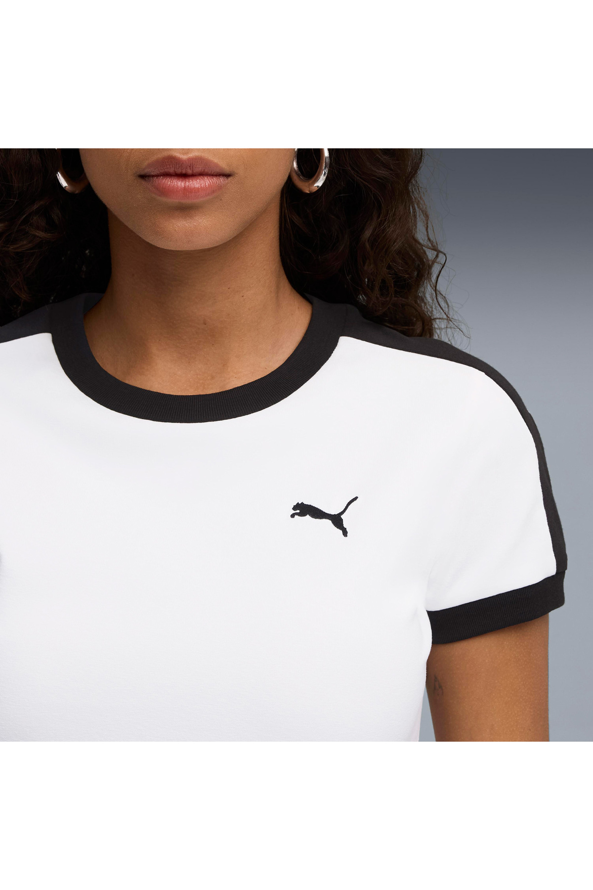 Puma T7 Slim Kadın Beyaz T-Shirt görsel 5