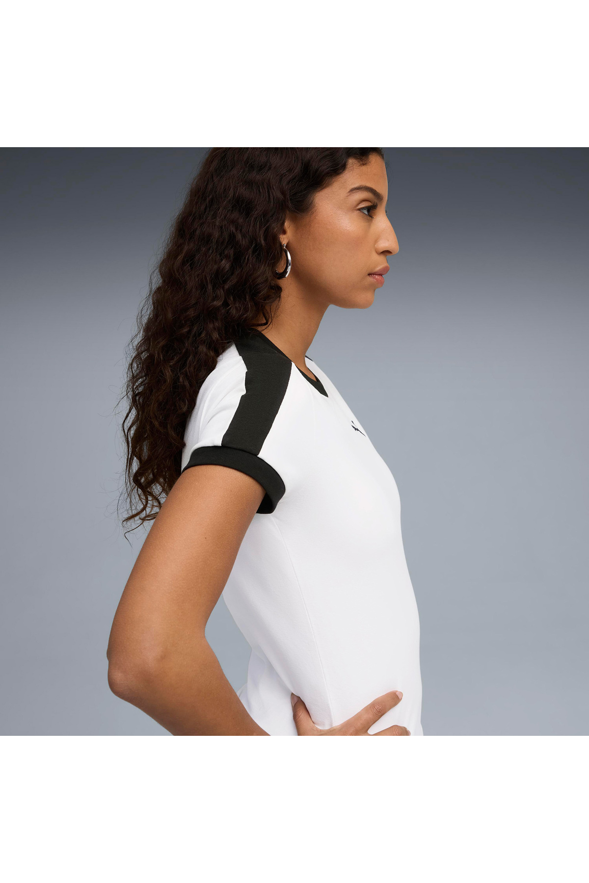 Puma T7 Slim Kadın Beyaz T-Shirt görsel 4