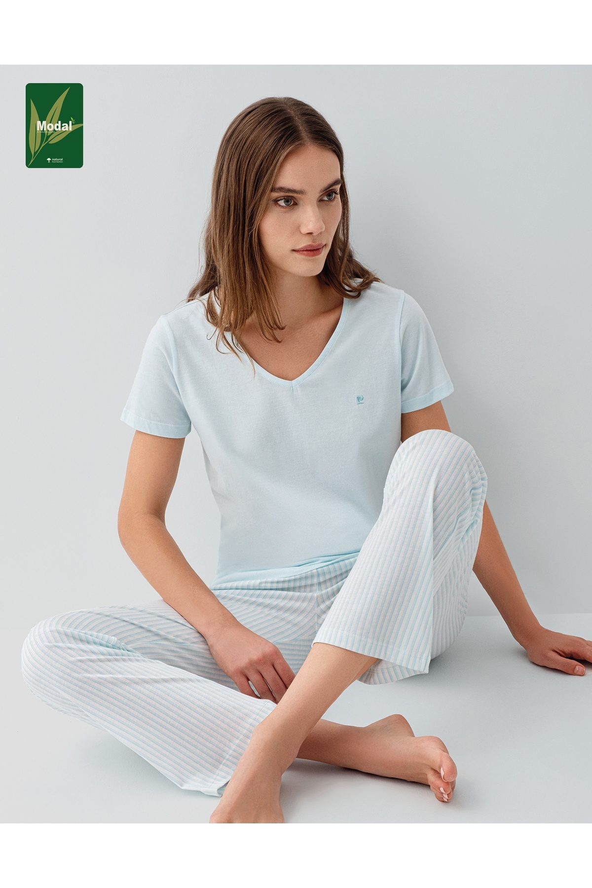 Pierre Cardin Modal Cotton Pcs Short Sleeve Plain Women's Pajama Set
