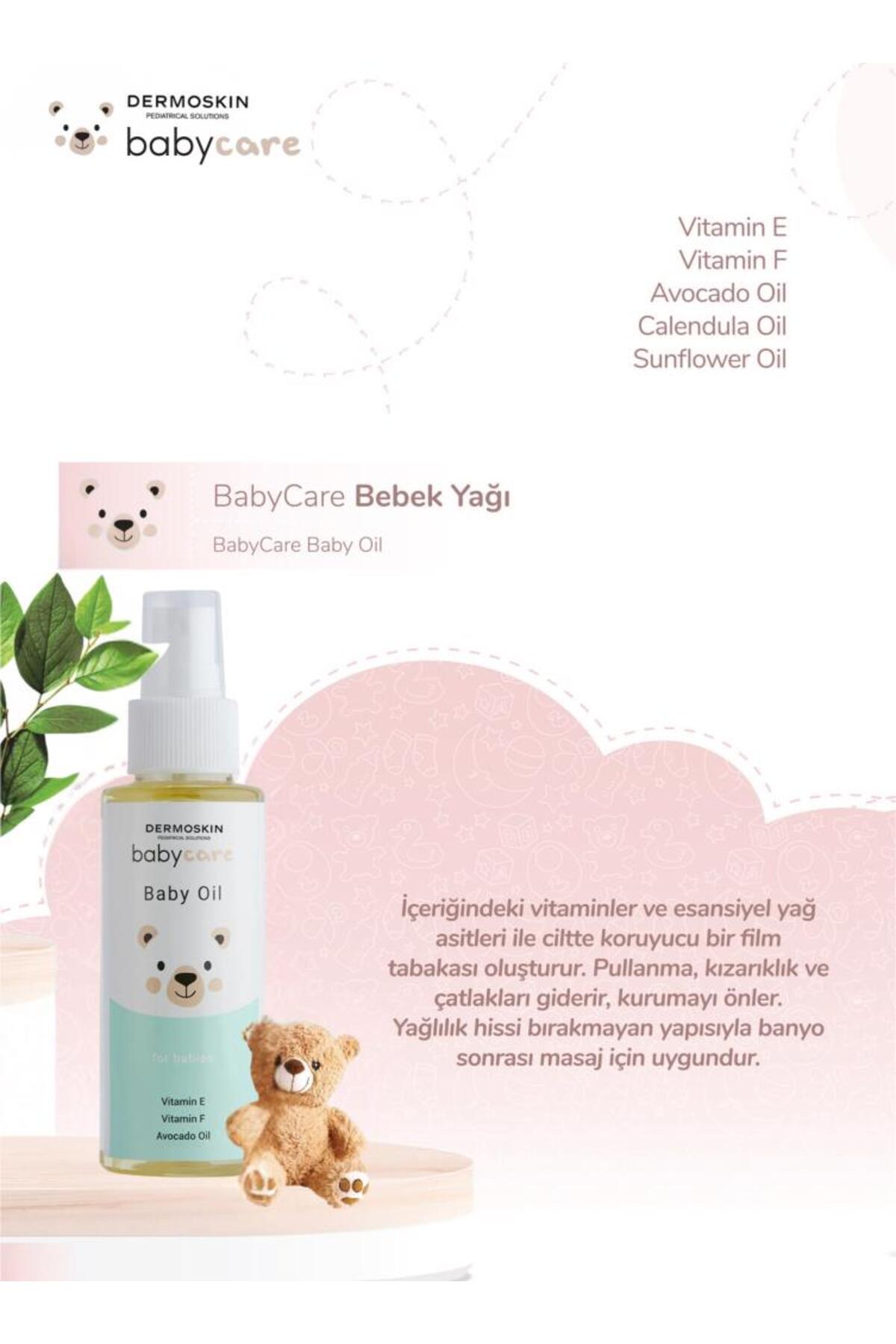 Dermoskin Babycare Günlük Bebek Bakım Seti | Saç ve Vücut Şampuanı + Bebek Yağı + Pişik Kremi | 3'lü Set fotoğrafı 5 (önizleme)