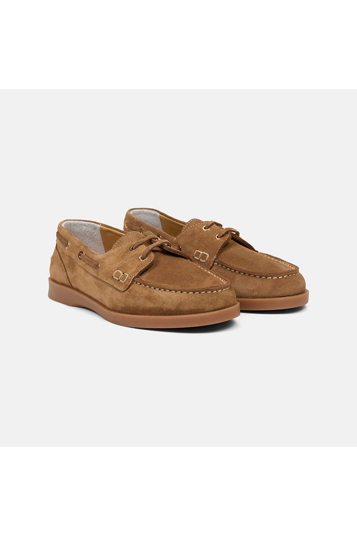 Women's Tan Lace Detailed Suede Leather Loafer