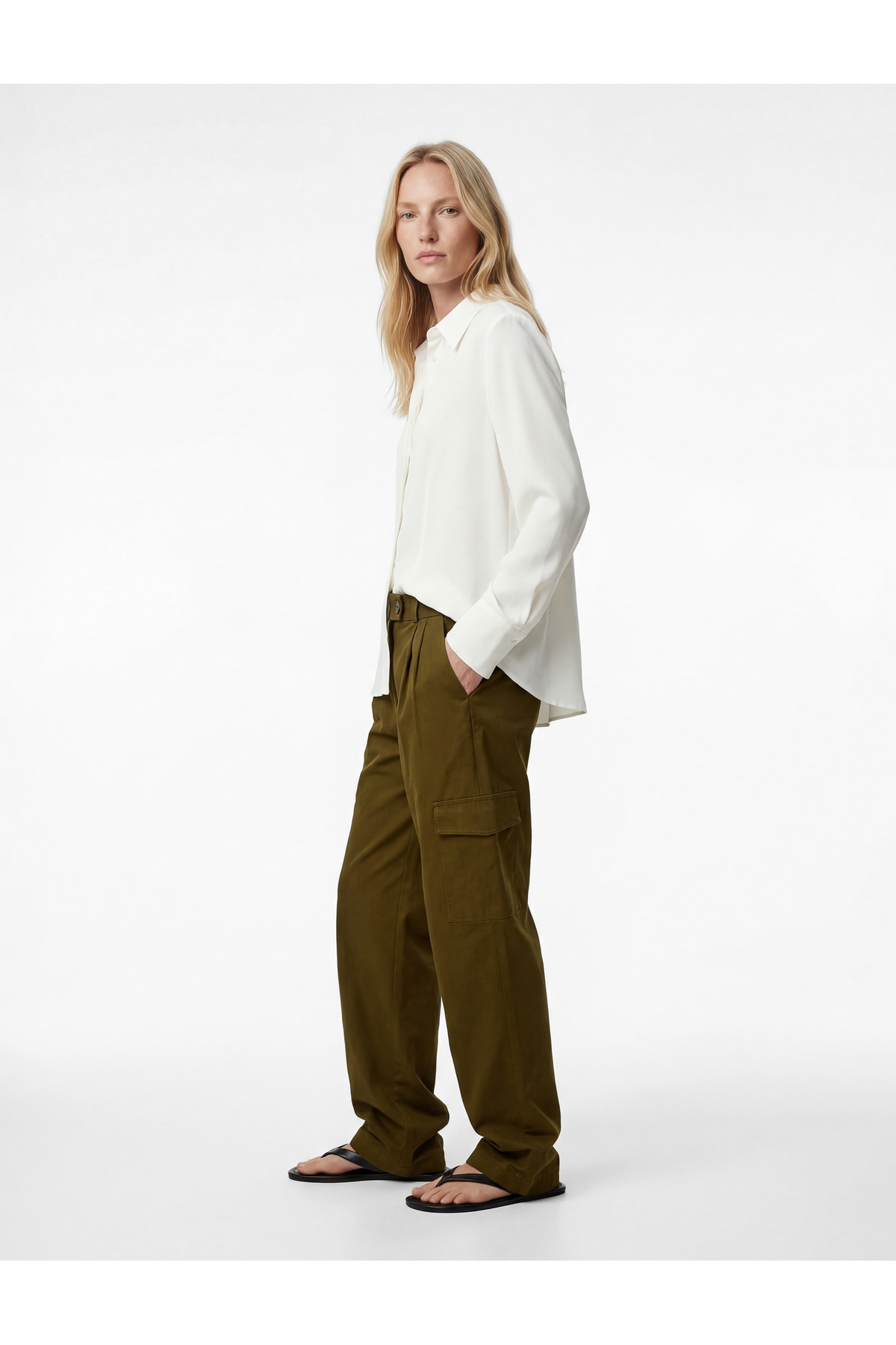 Koton Slim Fit Uzun Kollu Düğmeli Saten Gömlek