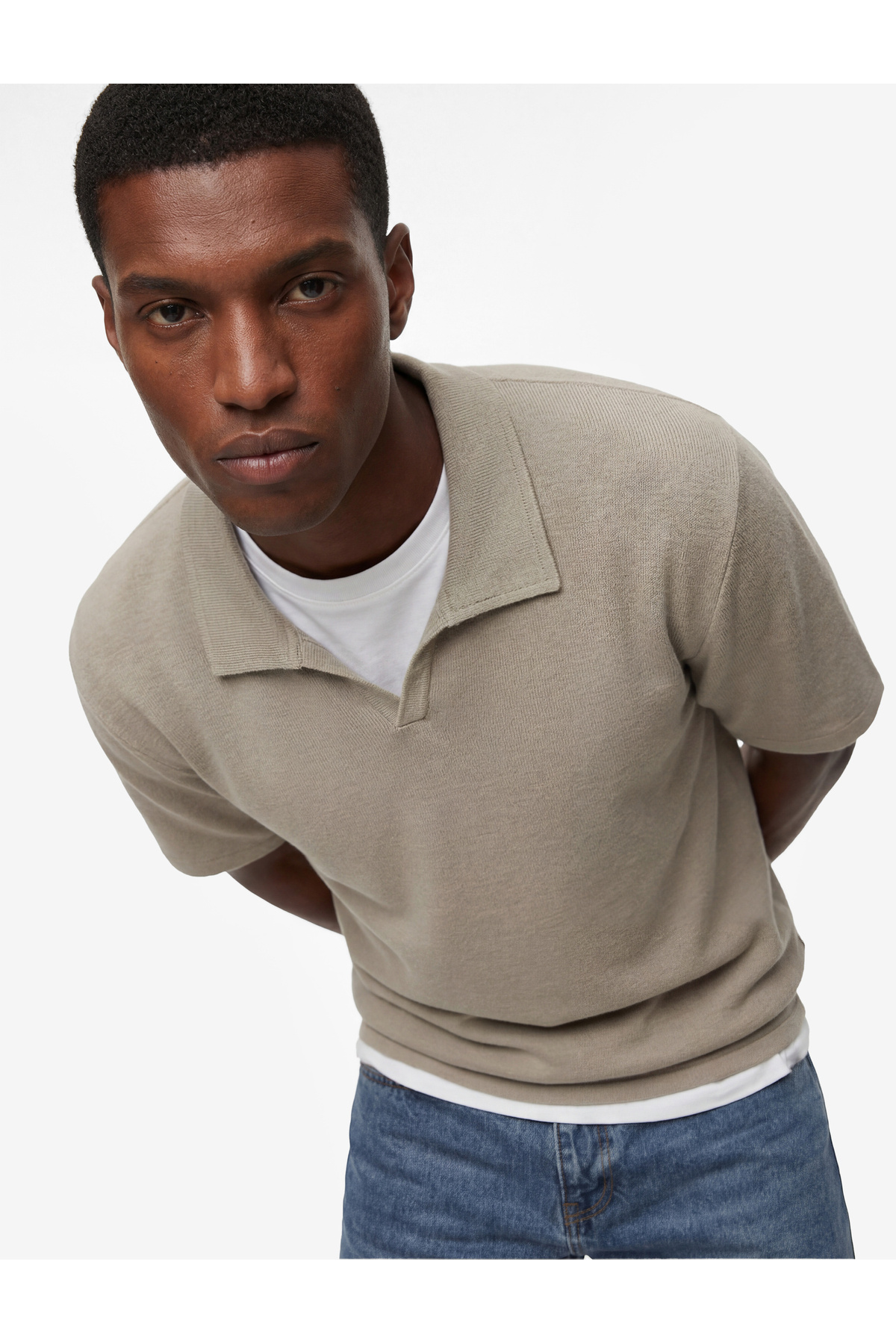 Koton Regular Fit Short Sleeve Textured Polo Neck T-Shirt