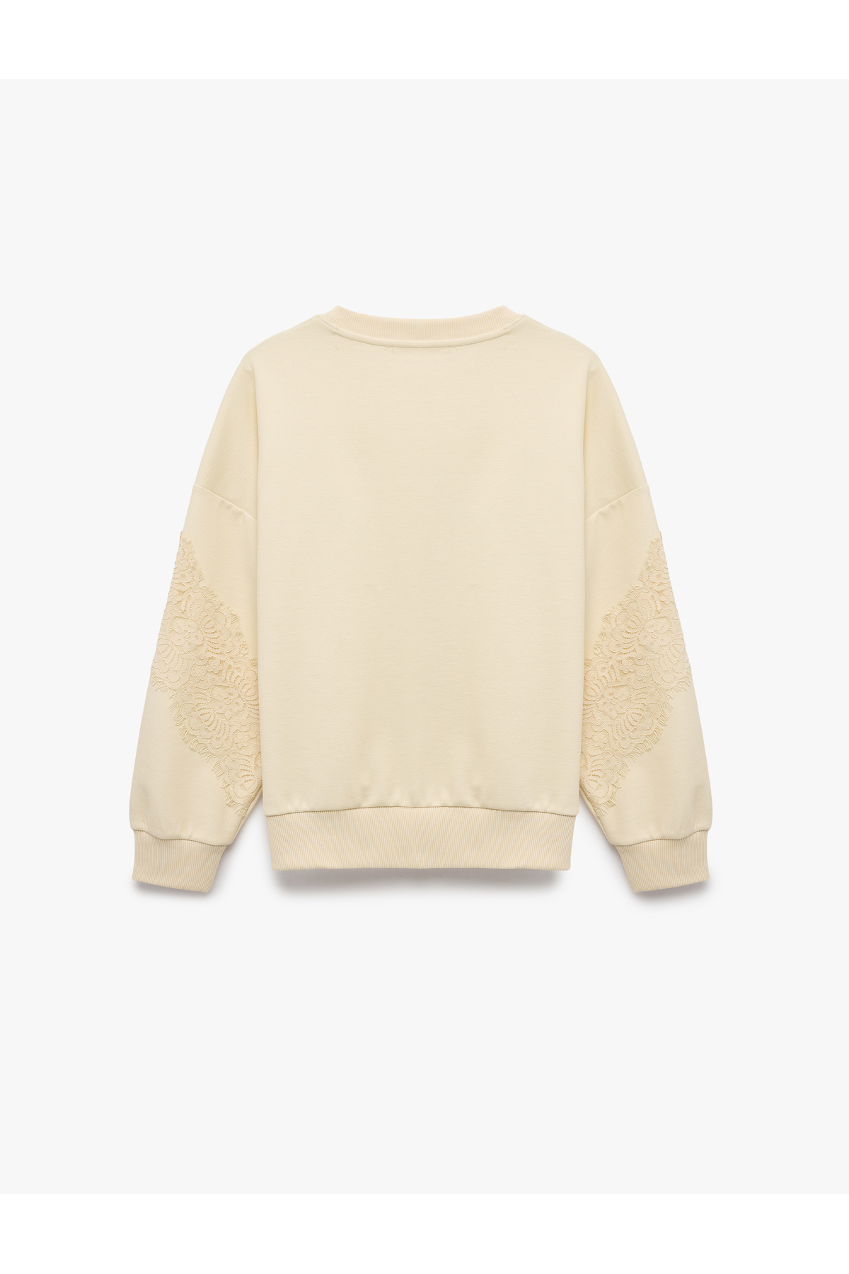 Koton  Uzun Kollu Bisiklet Yaka Dantel Detaylı Sweatshirt - Görsel 4