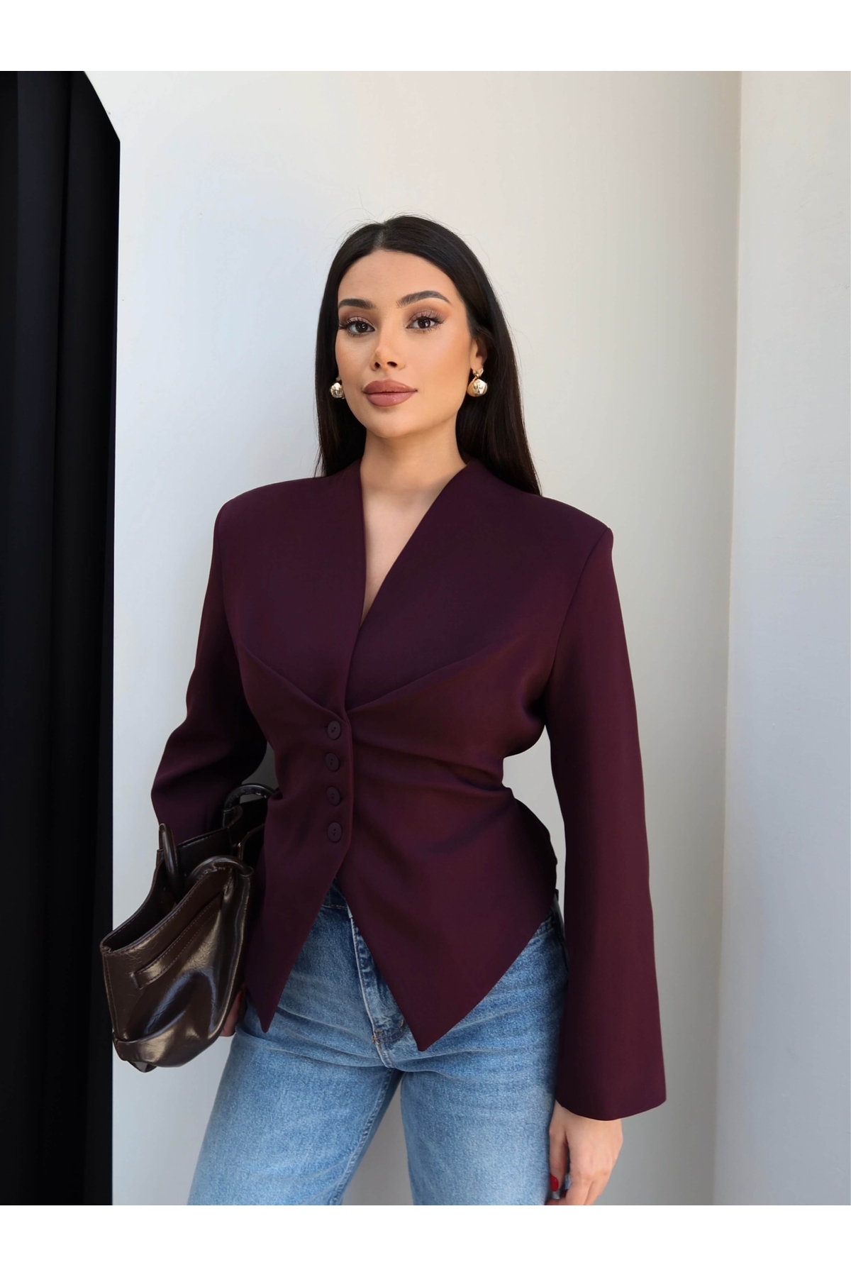 ESRAHELVACI  Bel Bağlama Detaylı Blazer Ceket - Görsel 2