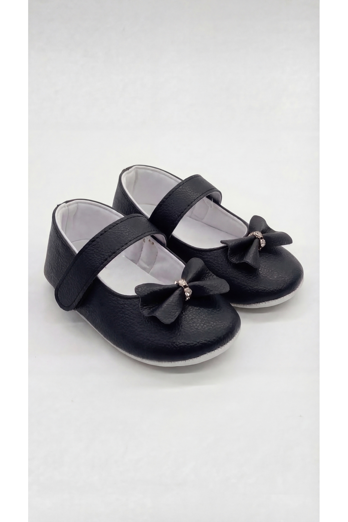 Baby Flat Shoes, İlkadım Baby Bootees, Baby Shoes with Bowtie and Stone