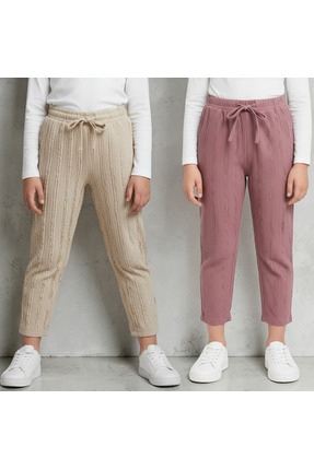 Patriko KIZ ÇOCUK YENİ SEZON HAVUÇ PANTOLON 2Lİ SET BUBLE KUMAŞ